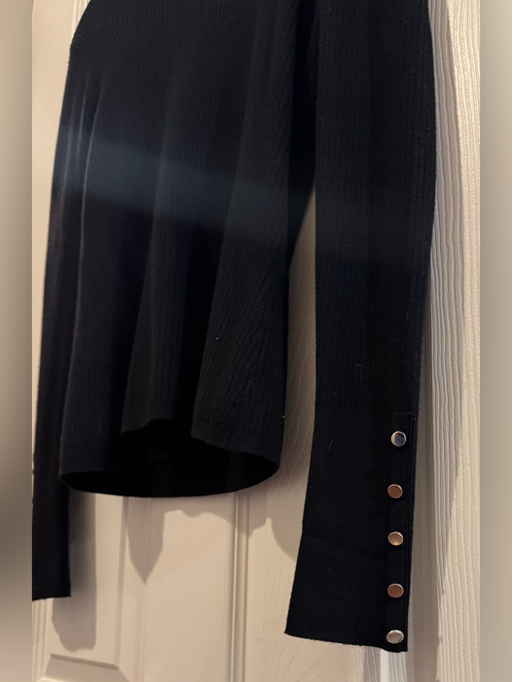 Guess Black Ribbed Knit Long Sleeve Top